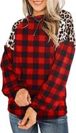 women's leopard print long sleeve shirts: fall casual crewneck color block tops/sweatshirts logo