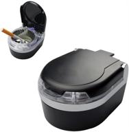 yamazihd mini portable car ashtray with blue led light – convenient dashboard cigar cigarette holder (black) logo
