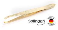 🔱 premium solingen eyebrow tweezers - slanted tip, professional stainless steel, made in germany (gold) logo