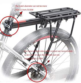 img 2 attached to 🚲 HOMEE Rear Bike Rack - 110 lbs / 50KGS | Aluminum Alloy Frame | Universal Adjustable Cycling Equipment Stand | Footstock Bicycle Luggage Carrier with Tools and Reflector | Fits 26"-29" Frames