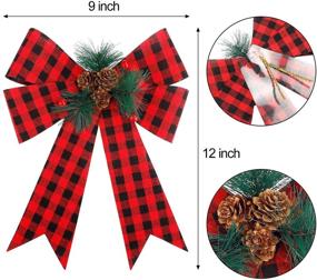 img 3 attached to 🎀 Festive Decorative Bows: FUNARTY Christmas Red Buffalo Plaid Bows with Pinecone for Wreaths, Garlands, and Christmas Trees - 6 Pack
