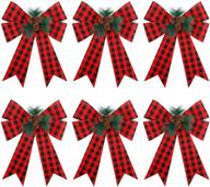 🎀 festive decorative bows: funarty christmas red buffalo plaid bows with pinecone for wreaths, garlands, and christmas trees - 6 pack logo
