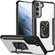 📱 www case for samsung galaxy s21 plus/galaxy s21 plus 5g 6.7" with 360-degree rotating ring kickstand, magnetic car mount, and clear back cover case for galaxy s21 plus 2021, black logo