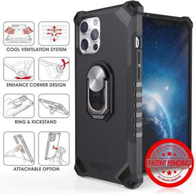 img 3 attached to 📱 Tri-Shield 2.0 Phone Case: Military Grade & Ventilated for iPhone 12 Pro Max with Removable Kickstand & Magnetic Car Mount Compatibility – Carbon Fiber Print