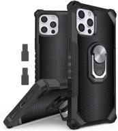 📱 tri-shield 2.0 phone case: military grade & ventilated for iphone 12 pro max with removable kickstand & magnetic car mount compatibility – carbon fiber print logo