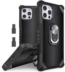 img 4 attached to 📱 Tri-Shield 2.0 Phone Case: Military Grade & Ventilated for iPhone 12 Pro Max with Removable Kickstand & Magnetic Car Mount Compatibility – Carbon Fiber Print