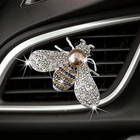 img 1 attached to 🐝 Shiny Bee Vent Clips: Sparkling Crystal Car Air Freshener and Interior Bling Decoration - Rhinestone Accessories in Silver