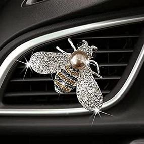 img 4 attached to 🐝 Shiny Bee Vent Clips: Sparkling Crystal Car Air Freshener and Interior Bling Decoration - Rhinestone Accessories in Silver