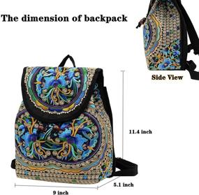 img 3 attached to 🌼 Boho Vintage Embroidered Backpack Purse for Women - Canvas Shoulder Bag with Hippie Vibes for Girls