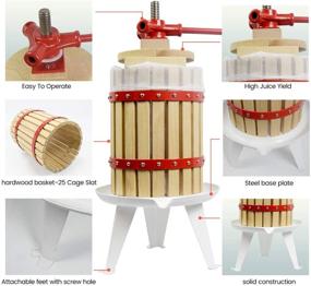 img 1 attached to 🍷 4.75 Gallon Fruit Wine Press: A Natural Apple, Grape, and Berries Crusher for Manual Juice Making in the Kitchen - Heavy Duty Cider Wine Maker with Solid Wood Basket and 8 Blocks