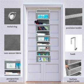 img 3 attached to 🗄️ Thicken Gray Wall Mount Pocket Organizer for Pantry, Baby Nursery, Bathroom, Closet, Dorm - 5 Clear Window Pockets for Easy Storage