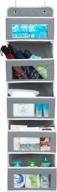 🗄️ thicken gray wall mount pocket organizer for pantry, baby nursery, bathroom, closet, dorm - 5 clear window pockets for easy storage logo