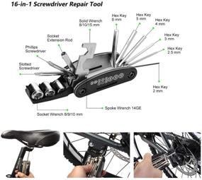 img 3 attached to 🚲 LYLIN Bike Saddle Bag with Repair Kit: 16-in-1 Multi-Function Tool Set & Tire Patch for Mountain and Road Bikes