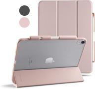 tineeowl mocha ipad air 4 case 2020 (4th gen) 10.9 - ultra slim matte case with pencil holder + tri-fold smart cover, shock absorption, lightweight (pale pink) logo