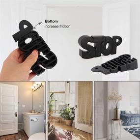 img 2 attached to Decorative Doorstop Wedges, Dedoot Pack of 2 Black Rubber Non-Slippery Door Stops for Home, School, Office - Cute Door Stopper Décor