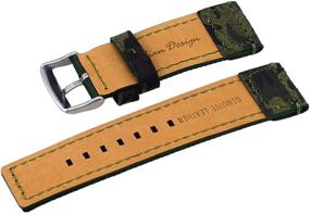 img 2 attached to 🌿 Premium Italian Design 24mm Camouflage Green Canvas Band with Genuine Leather Backing – Perfect Replacement Accessory