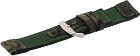 img 1 attached to 🌿 Premium Italian Design 24mm Camouflage Green Canvas Band with Genuine Leather Backing – Perfect Replacement Accessory