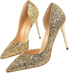 img 4 attached to Pointed Fashion Dress Wedding Glitter Women's Shoes and Pumps