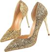 pointed fashion dress wedding glitter women's shoes and pumps logo