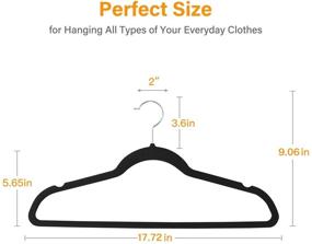 img 3 attached to 👕 Pack of 50 Black Velvet Non-Slip Notched Hangers - Heavy Duty Space Saving Clothes Hangers with 360 Degree Swivel Hook (50 Pack Black)