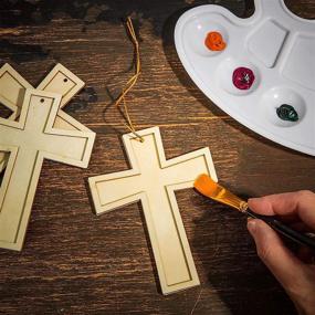 img 2 attached to 🔨 Bulk Pack of 12 Bright Creations Unfinished Wood Crosses with Gold Rope, Perfect for DIY Projects