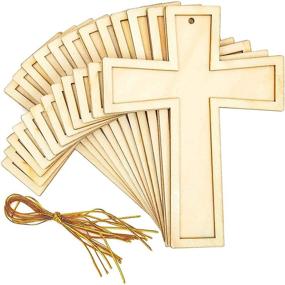 img 4 attached to 🔨 Bulk Pack of 12 Bright Creations Unfinished Wood Crosses with Gold Rope, Perfect for DIY Projects
