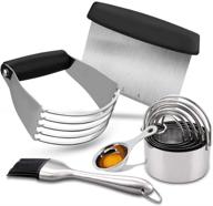 🍰 stainless steel pastry cutter set by eagmak - professional dough tools for home kitchen baking - heavy duty dough blender and scraper set - black logo