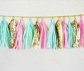 img 4 attached to 🎉 Stylish 18-Pack Gold Tissue Paper Tassels for Party Wedding Decor: Garland, Bunting, Pom Pom Delight