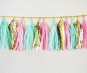 img 1 attached to 🎉 Stylish 18-Pack Gold Tissue Paper Tassels for Party Wedding Decor: Garland, Bunting, Pom Pom Delight