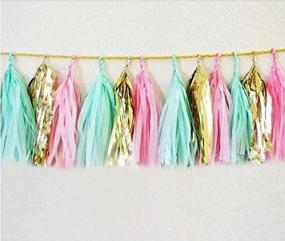 img 3 attached to 🎉 Stylish 18-Pack Gold Tissue Paper Tassels for Party Wedding Decor: Garland, Bunting, Pom Pom Delight