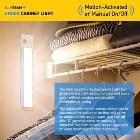 img 1 attached to Sensor Brite Slim Beam+: Motion Sensor LED Under Cabinet Light, USB Rechargeable, Ultra-Thin, Closet/Wardrobe/Kitchen Light