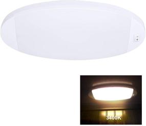 img 4 attached to Facon Fashion LED RV Dome Light, 9-1/4'' Length Oval Pancake Light with On/Off Switch - 12V Interior Ceiling Dome Light for RVs, Motorhomes, Campers, Caravans, Trailers, Boats