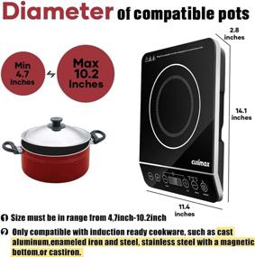 img 2 attached to 🔥 CUSIMAX Induction Cooktop, Portable 1800W Induction Burner with Timer, Sensor Touch Countertop Cooker, 10 Temperature and 9 Power Settings, Kids Safety Lock, Compatible with Cast Iron and Stainless Steel Cookware