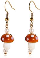 cute colorful mushroom dangle earrings: handmade 3d simulation mushroom pearl drops for women and girls logo