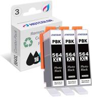 🖨️ hotcolor 564xl photo black ink cartridge replacement for hp564xl cb322wn ink cartridges - compatible with hp photosmart 7520 c309g 7510 7525 b210e printer (3pbk, 3 pack) logo