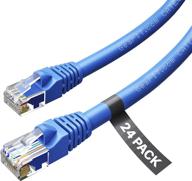 🔌 gearit 24-pack: cat 6 ethernet cable cat6 snagless patch 1 foot - snagless rj45 computer lan network cord, blue - compatible with 24 48 port switch poe rackmount 24port gigabit - high-quality networking solution logo