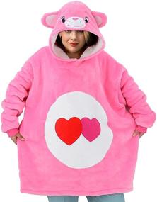 img 1 attached to 🐻 Unisex Vavalad Oversized Pink Bear Sweatshirt Blanket with Sleeves and Pockets - Animal Wearable TV-Blanket for Adults, Men, Women, Teens - One Size Fits All