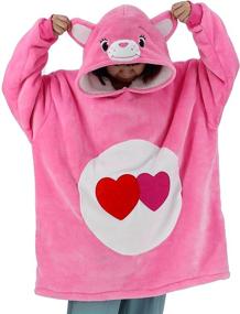 img 2 attached to 🐻 Unisex Vavalad Oversized Pink Bear Sweatshirt Blanket with Sleeves and Pockets - Animal Wearable TV-Blanket for Adults, Men, Women, Teens - One Size Fits All