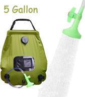 🏕️ home teller 5 gallon solar shower bag for camping, beach, swimming, traveling, hiking - army green, with removable hose, on-off switchable shower head - outdoor camp bag логотип