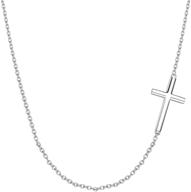 🕊️ fancime sideways cross crucifix pendant necklace for women girls, high polish 925 sterling silver, white gold plated, fine jewelry, 16" + 2 logo