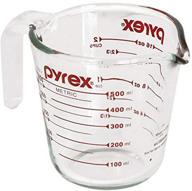 🔴 pyrex prepware 2-cup measuring cup: red graphics, clear-view accuracy logo