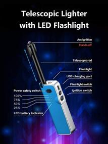 img 2 attached to 🔥 Rechargeable Electric Lighter with Safety Switch - USB Candle Lighter with Flashlight & LED Display - Suitable for BBQ, Camping, Fireworks & More! (Sky Blue)