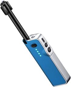 img 4 attached to 🔥 Rechargeable Electric Lighter with Safety Switch - USB Candle Lighter with Flashlight & LED Display - Suitable for BBQ, Camping, Fireworks & More! (Sky Blue)