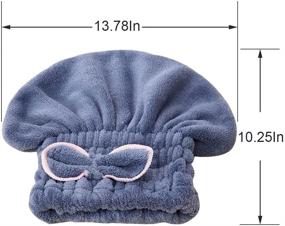 img 2 attached to 👒 SweetCat 2PC Microfiber Hair Drying Caps, Super Soft &amp; High Absorbency, Quick Dry Hair Turban Wrap Towels Shower Cap for Girls and Women (Blue+Beige)…