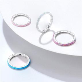 img 3 attached to CICIMOTO Opal 16G Cartilage Earring Nose Rings Hoop - Surgical Steel Septum Daith Helix Tragus Piercing Jewelry - 6mm & Purple