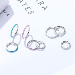 img 2 attached to CICIMOTO Opal 16G Cartilage Earring Nose Rings Hoop - Surgical Steel Septum Daith Helix Tragus Piercing Jewelry - 6mm & Purple