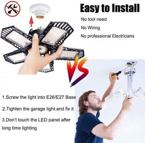 img 3 attached to 2 Pack LED Garage Lights | 160W Deformable Garage Lights | 16500 Lumens Adjustable LED Garage Lighting | E26 Super Bright LED Garage Light | 6000k Natural Light for Garage, Office, Warehouse