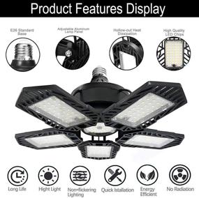 img 1 attached to 2 Pack LED Garage Lights | 160W Deformable Garage Lights | 16500 Lumens Adjustable LED Garage Lighting | E26 Super Bright LED Garage Light | 6000k Natural Light for Garage, Office, Warehouse
