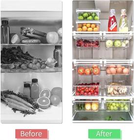 img 3 attached to 🍎 iBesi 2 Pack Refrigerator Organizer Bins with Pull-out Drawer Design and 4 Divided Sections - Perfect Fridge Storage Solution for Shelves Under 0.6