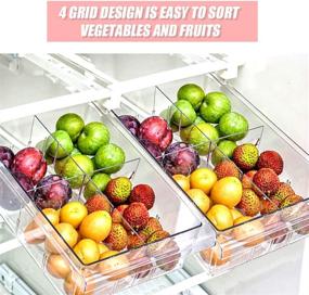 img 2 attached to 🍎 iBesi 2 Pack Refrigerator Organizer Bins with Pull-out Drawer Design and 4 Divided Sections - Perfect Fridge Storage Solution for Shelves Under 0.6